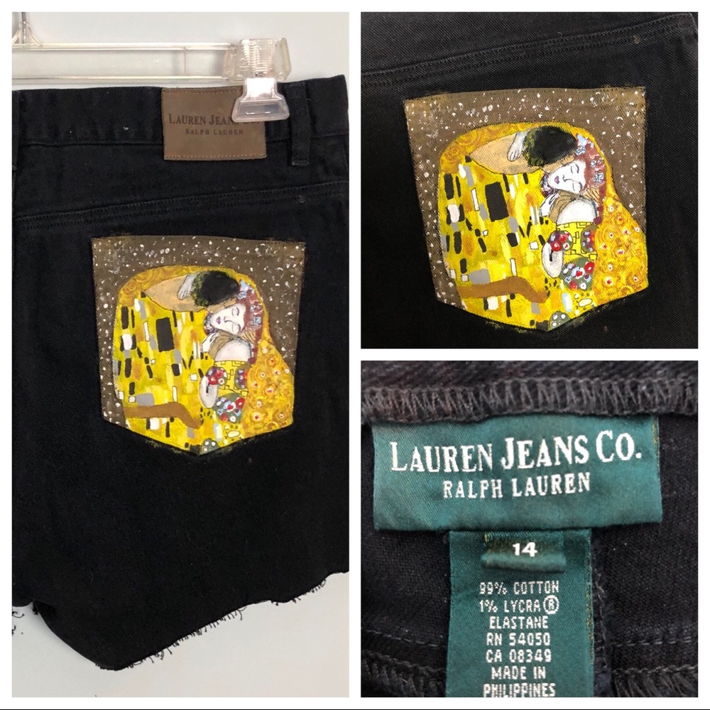 Hand painted Gustav Klimt’s “The KISS” shorts